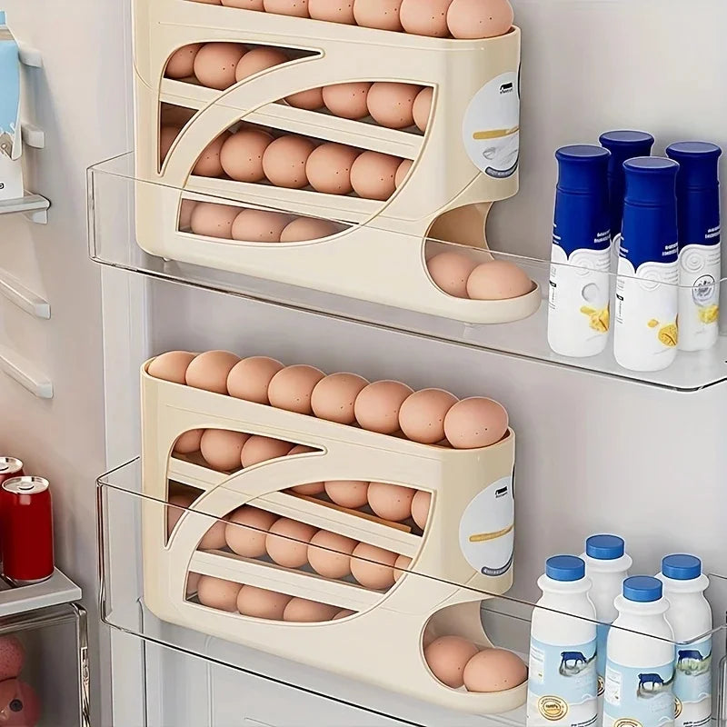 Portahuevos giratorio de 3 pisos para refrigerador
