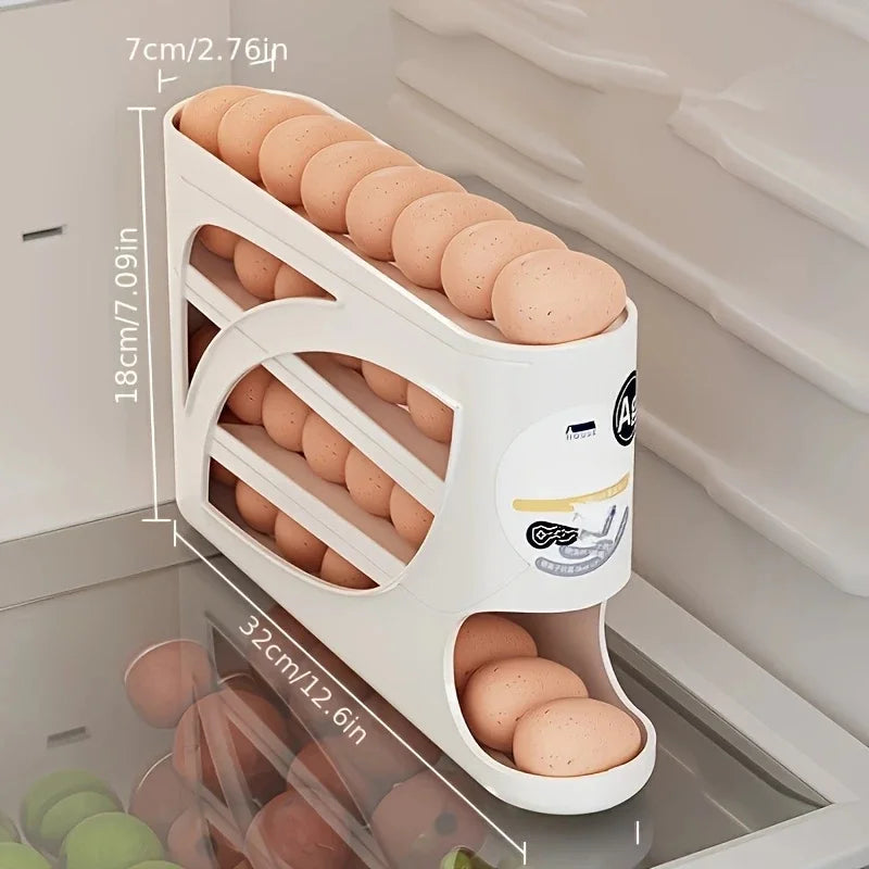 Portahuevos giratorio de 3 pisos para refrigerador