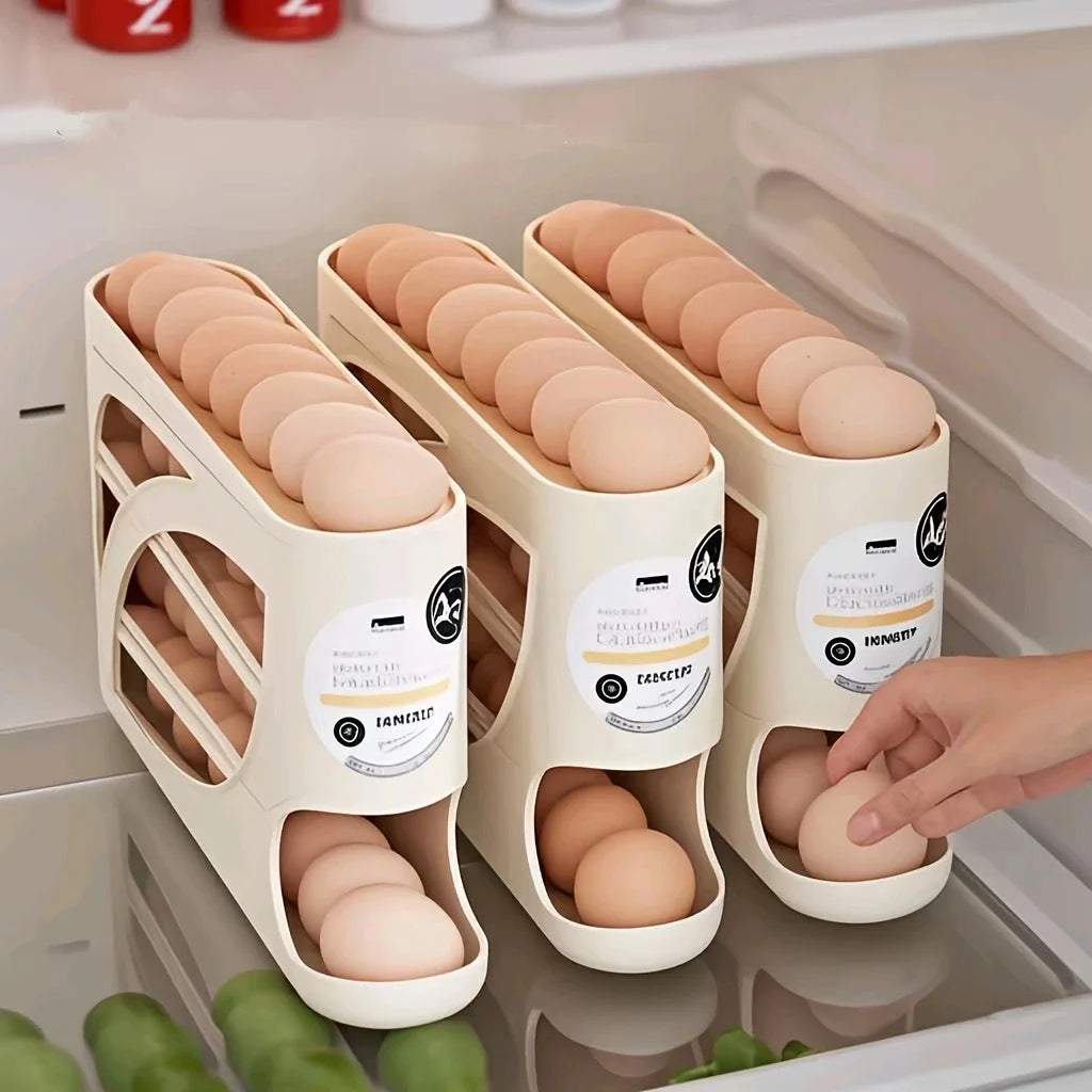 Portahuevos giratorio de 3 pisos para refrigerador