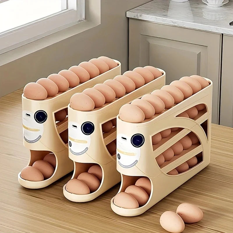 Portahuevos giratorio de 3 pisos para refrigerador
