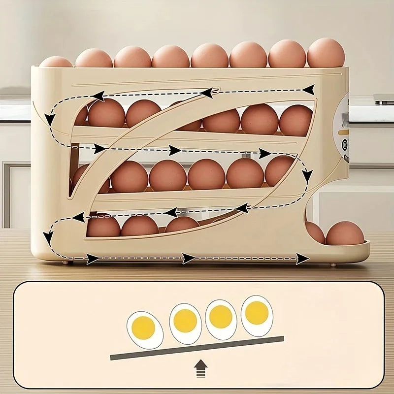 Portahuevos giratorio de 3 pisos para refrigerador